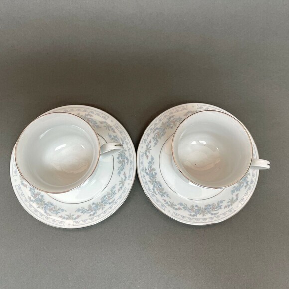 Somerset by NL Excel Cups and Saucer Sets Plates Floral Platinum Trim Lot of 4 - Picture 4 of 8